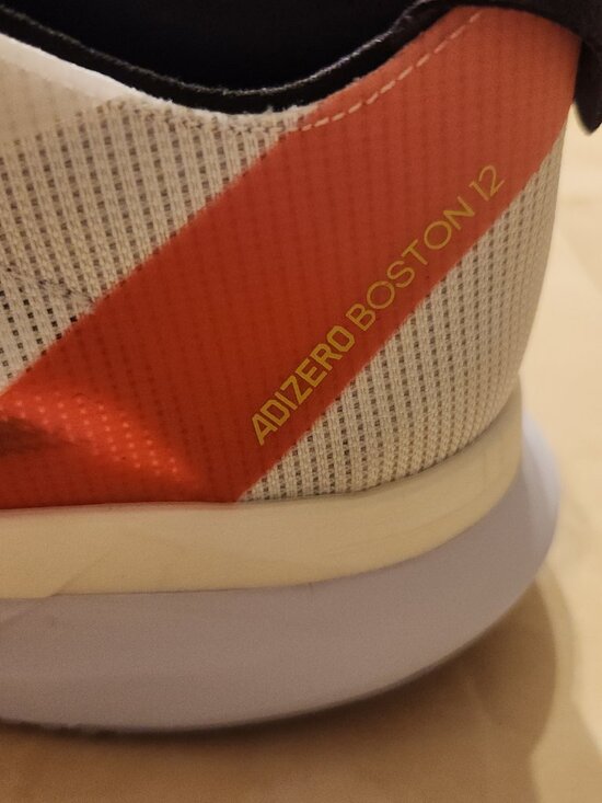 Adidas Adizero Boston 12 Men Running Shoe White Aurora Solar Red IF9210 SZ 10 US main image 5